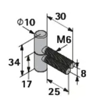 Desen tehnic al unei balamale de ușă cu cote