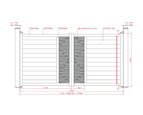 Desen tehnic al unui gard cu dimensiuni