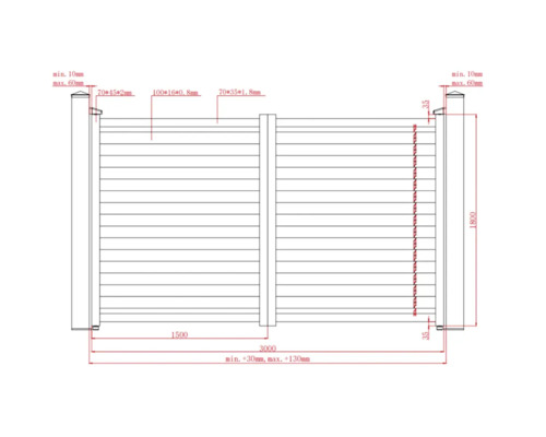 Desen tehnic al unei porți de grădină cu dimensiuni