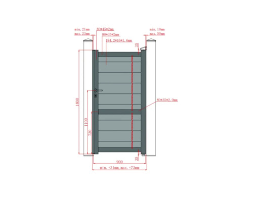 Desen tehnic al unei porți de grădină cu dimensiuni