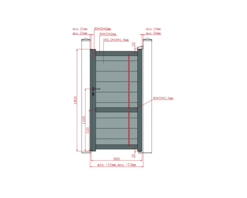 Desen tehnic al unei porți de grădină cu dimensiuni
