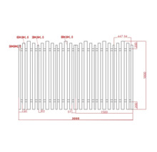 Desen tehnic al unui gard cu indicații de dimensiuni.