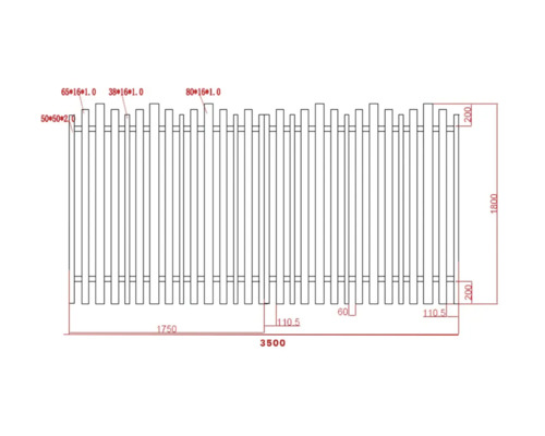 Desen tehnic al unui gard cu dimensiuni