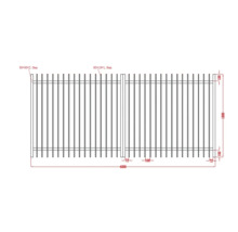 Ilustrație a unui gard metalic cu indicații de dimensiuni