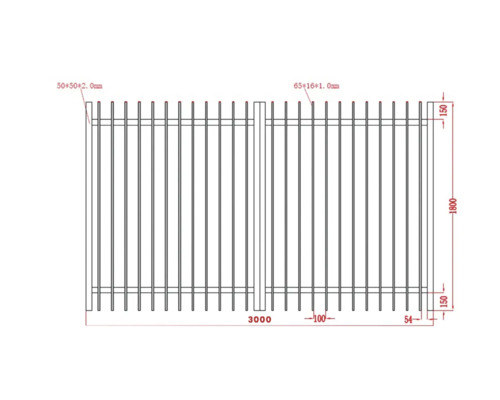 Desen tehnic al unui gard cu indicarea dimensiunilor