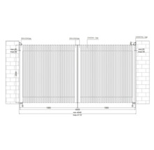 Desen tehnic al unei porți batante cu indicații de dimensiuni