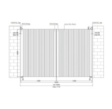Desen tehnic al unui sistem de porți cu dimensiuni