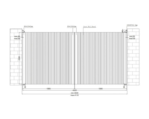 Desen tehnic al unei vederi de gard cu dimensiuni