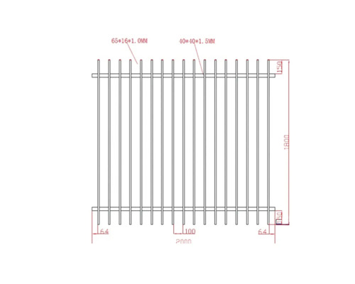 Desen tehnic al unui element de gard cu dimensiuni