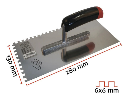 Gletieră dințată Maurerlob cu dimensiunile de 130 mm pe 280 mm și dinți de 6x6 mm.