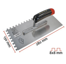 Gletieră cu dinți cu dimensiunile 280 x 130 milimetri și dantură de 8 x 8 milimetri