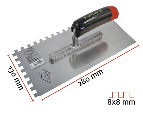 Gletieră cu dinți cu dimensiunile 280 x 130 milimetri și dantură de 8 x 8 milimetri