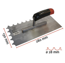 Gletieră cu dinți, cu o lungime de 280 milimetri și o lățime de 130 milimetri.