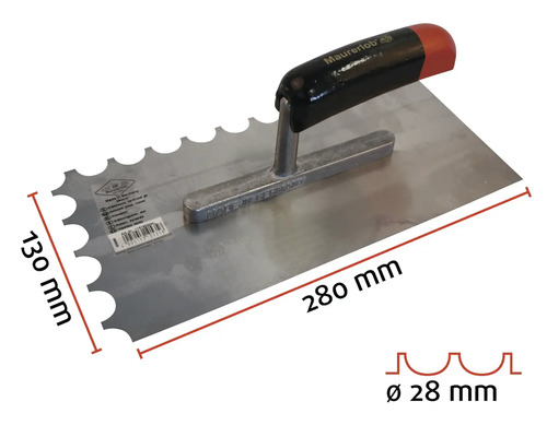 Gletieră cu dinți, cu o lungime de 280 milimetri și o lățime de 130 milimetri.