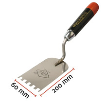 Gletieră din oțel cu dinți, 200 mm x 60 mm