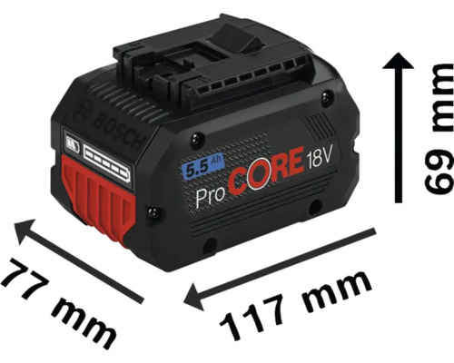 Acumulator Bosch ProCORE 18V 5.5Ah cu dimensiuni