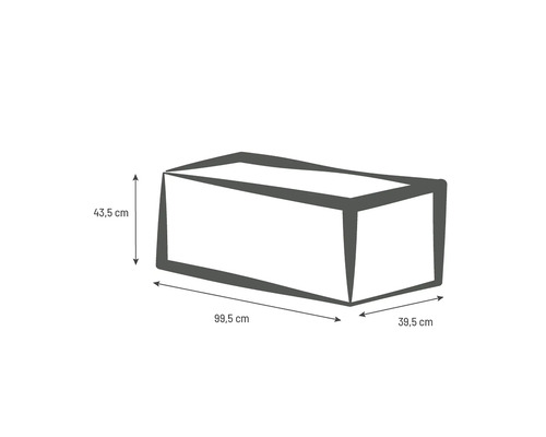 Desen tehnic produs cu dimensiuni: 99,5 cm lungime, 39,5 cm lățime și 43,5 cm înălțime