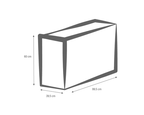 Imagine cu dimensiuni: înălțime 60 cm, adâncime 39,5 cm, lungime 99,5 cm