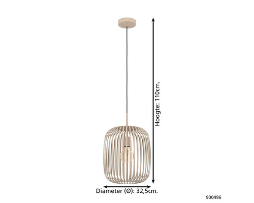 Lampa suspendată cu design cu nervuri din lemn, diametru 32,5 cm, înălțime 110 cm