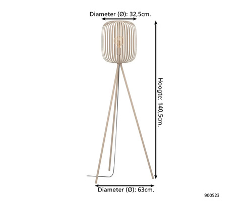 Lampă de podea cu cadru din lemn, 140,5 cm înălțime