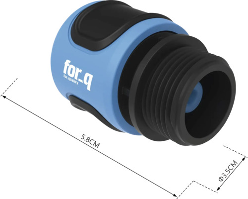 Logo For_q, racord robinet cu un diametru de 3,5 cm și o lungime de 5,8 cm
