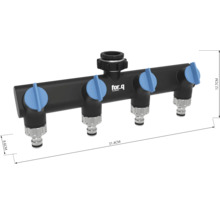 Distribuitor de apă cu patru ieșiri și logo-ul for.q