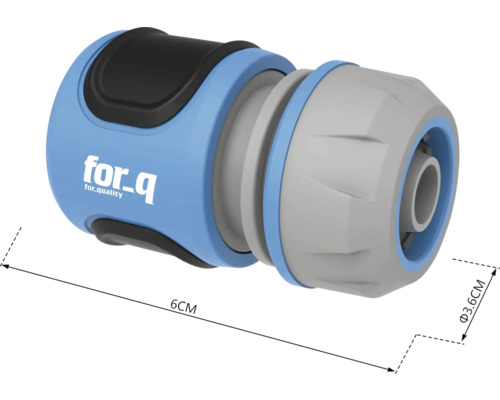 Cuplaj furtun de grădină cu logo For-q, lungime 6 cm