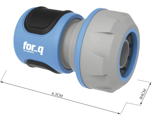 Conector furtun de grădină cu dimensiunile de 6,3 cm lungime și 4 cm diametru