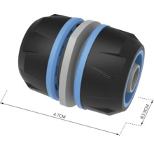 Conector furtun de grădină cu dimensiunile de 4,7 cm lungime și 3,9 cm diametru