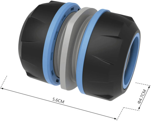Racord de țeavă cu dimensiunile de 5,6 cm lungime și 4,7 cm diametru