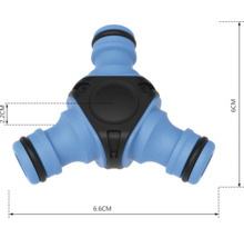 Racord furtun de grădină Racord în Y cu dimensiunile 6 x 6,6 x 2,2 cm
