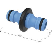 Conector pentru furtun de grădină cu dimensiunile de 5,3 cm lungime și 3,2 cm diametru