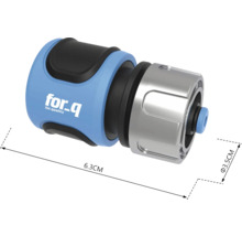Conector furtun de grădină cu dimensiunile de 6,3 cm pe 3,5 cm