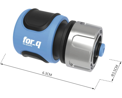 Conector furtun de grădină cu dimensiunile de 6,3 cm pe 3,5 cm