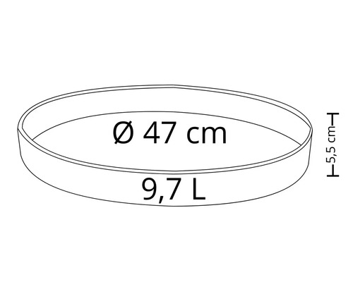 Suport pentru ghiveci cu un diametru de 47 centimetri și un volum de 9,7 litri