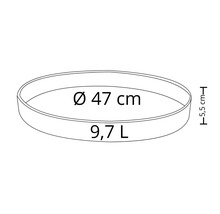 Bol rotund pentru plante, cu diametrul de 47 cm și un volum de 9,7 litri.