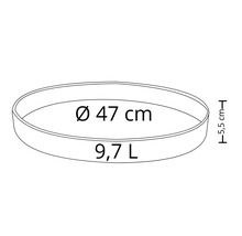 Jardiniere rotundă cu diametrul de 47 cm și volumul de 9,7 litri