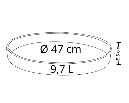 Jardiniere rotundă cu diametrul de 47 cm și volumul de 9,7 litri
