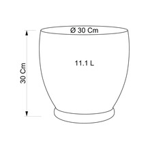 Desen tehnic al unui ghiveci de flori cu dimensiunile de 30 cm diametru și 30 cm înălțime, volum 11,1 litri