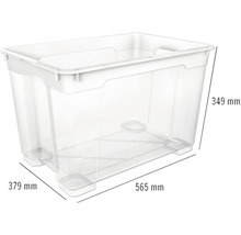 Cutie transparentă de depozitare din plastic cu dimensiunile 565 x 379 x 349 milimetri