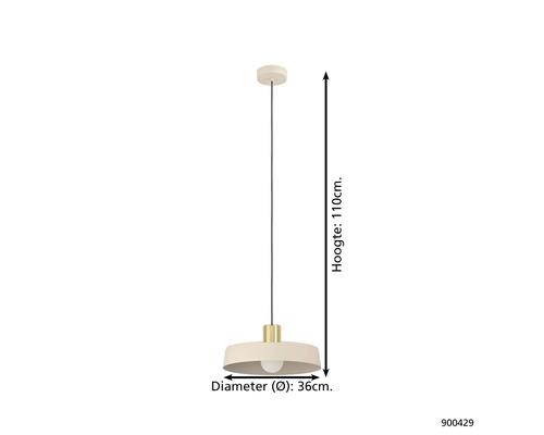 Lampa suspendată cu diametrul de 36 cm și înălțimea de 110 cm