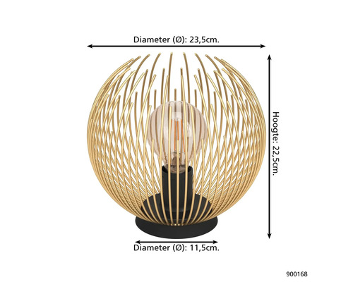 Lampă de masă cu diametrul de 23,5 cm, înălțimea de 22,5 cm și diametrul bazei lămpii de 11,5 cm