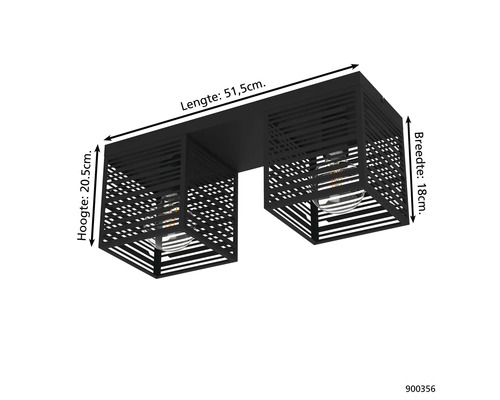 Lumină de plafon cu două lămpi și dimensiuni.