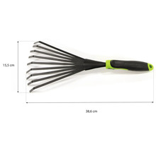 Greblă de frunze din metal, lungime 38,6 cm și lățime 15,5 cm