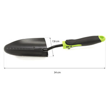 Lopată de grădină cu o lungime de 34 cm și o lățime a lamei de 7,8 cm.