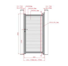 Desen tehnic al unei porți de grădină cu dimensiuni în milimetri, înălțime 1800 milimetri, lățime 900 milimetri.