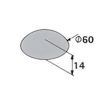 Desen tehnic al unui produs oval cu un diametru de 60 și o înălțime de 14.