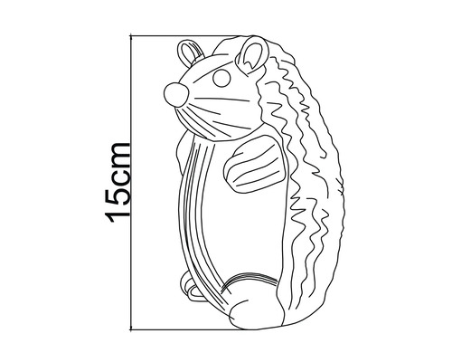 Desen liniar al unei figurine arici în picioare cu o înălțime de 15 centimetri.