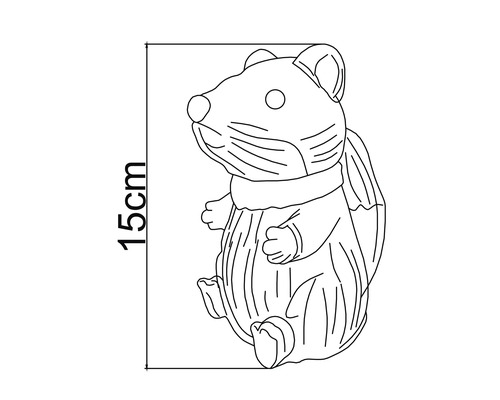 Figurină decorativă hamster cu o înălțime de 15 centimetri.