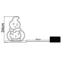 Decorațiune LED de Halloween fantomă pe dovleac, înălțime 34 centimetri, lungime cablu 30 centimetri